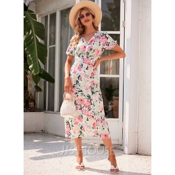 JJs House Multicolor Floral Midi Dress Summer Wedding Preppy NWT Womens Small - Picture 1 of 8